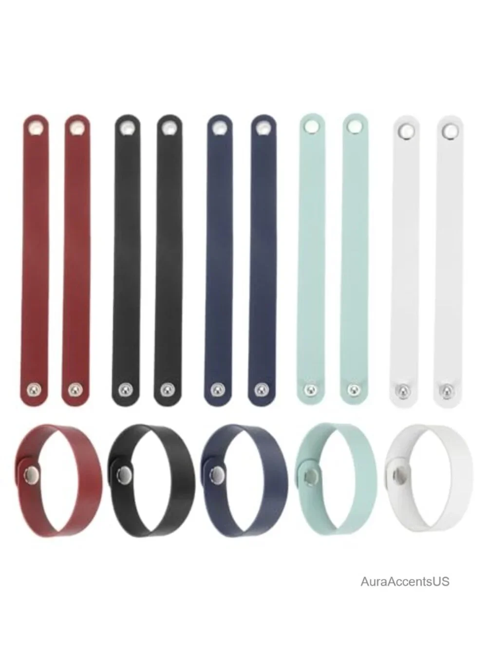 15 Pcs Plain Leather Snap Bracelets Adjustable Blank Wrist Cuffs DIY Craft